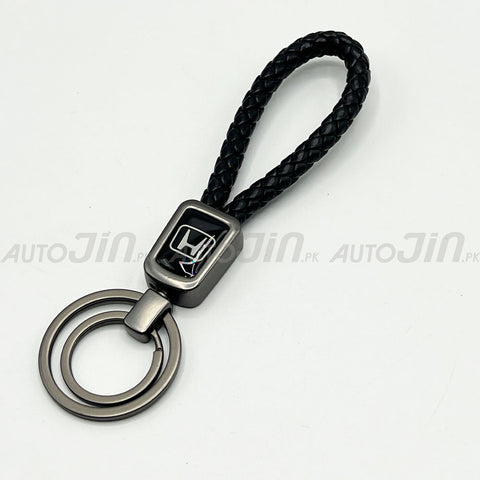 Rope Leather Keychain Metal