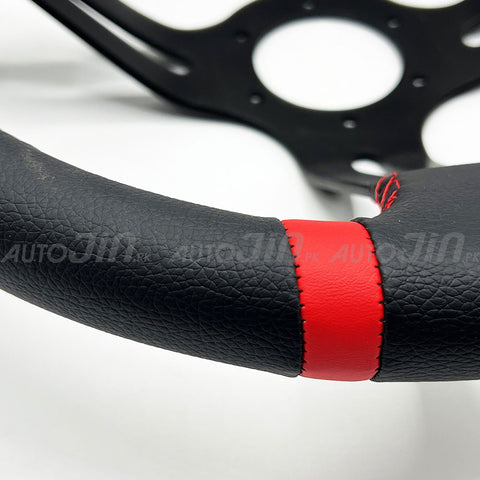 Universal PU Leather Dish Racing Drift Sport Steering Wheel (13.8in)