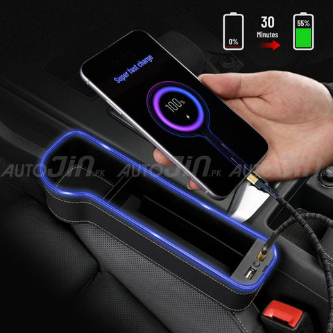 Universal Car Seat Gap Filler Neon Led with Dual Charging Ports - Pair