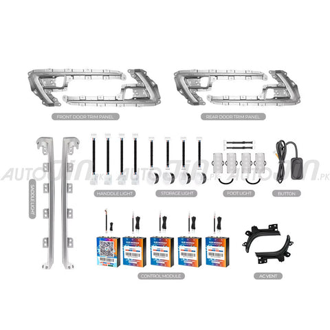 Toyota Fortuner 2016-2023 18-in-1 Modular 12V Interior Light with App Control OEM Ambient Light Kit
