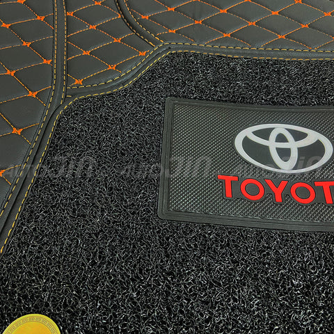 SOGO Luxury 9D Toyota Hilux Revo Mats with Carpet - Black and Rust 2016-22