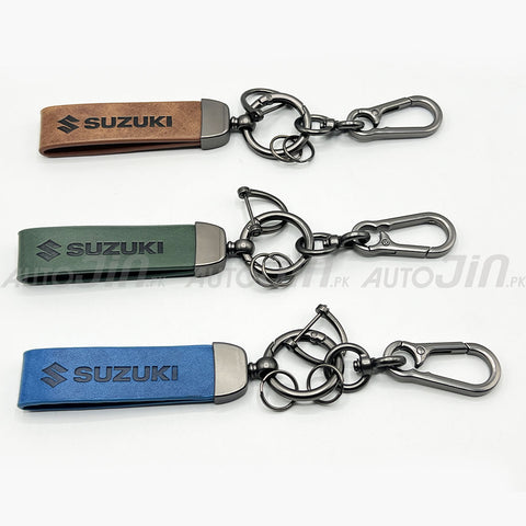 Premium Keychain Metal Ring & PU Leather Strap - Multicolour