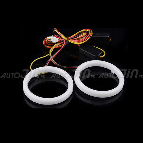2Pcs Car Angel Eyes Auto Halo Rings Lights 12V 24V Headlight COB 80 SMD White+Yellow Switchback