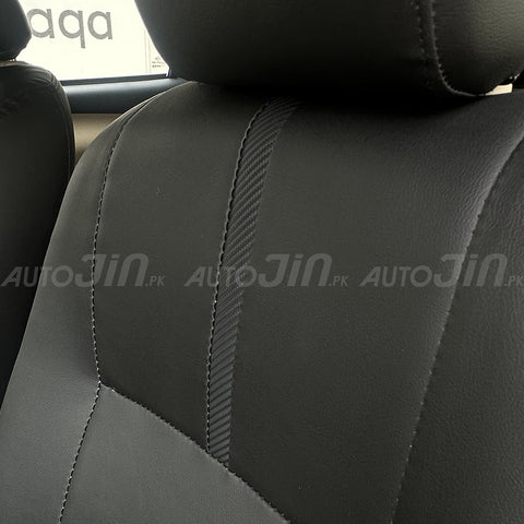 Toyota Yaris 2020-2026 Black with Carbon Strap Leather Seat Cover