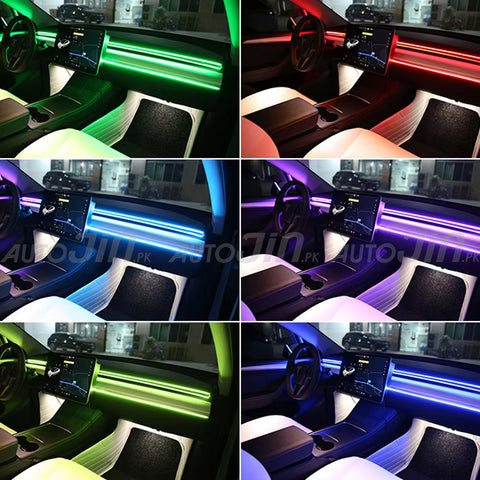 Car Interior Dashboard LED Ambient Lights Acrylic Symphony RGB USB APP Remote Control - 110cm