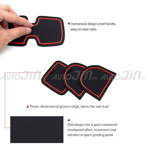 Suzuki Swift 2022-2025 Non-Slip PVC Interior Rubber Mats Red 12Pcs