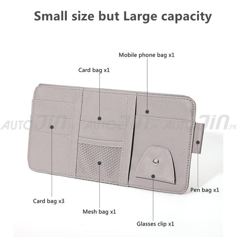 Universal Car Sun Visor Organizer PU Leather Multi-Pocket