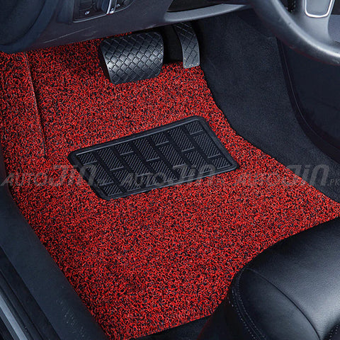 Sogo Universal Car Grass Floor Mats In Roll Custom Fitting Premium Quality - Red & Black