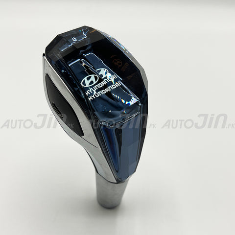 Crystal Car Gear Shift Knob With LED - Hyundai Logo - RGB Led Touch Lighting Transparent Gear Knob