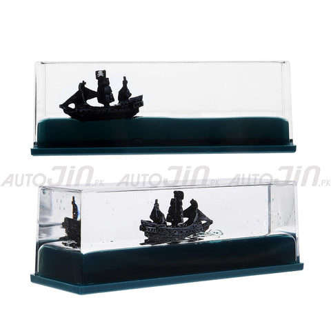 Unsinkable Pirate Ship Fluid Drift Black Pearl Wavy Boat In A Transparent Container