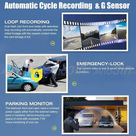 Wifi Triple Channel Lens Dash Cam Car Front Inside Rear View DVR Camera Recorder