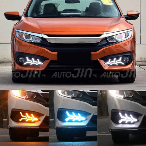 Honda Civic 2016-202Fog Lights DRL Cover V3 Arrow Style version 2