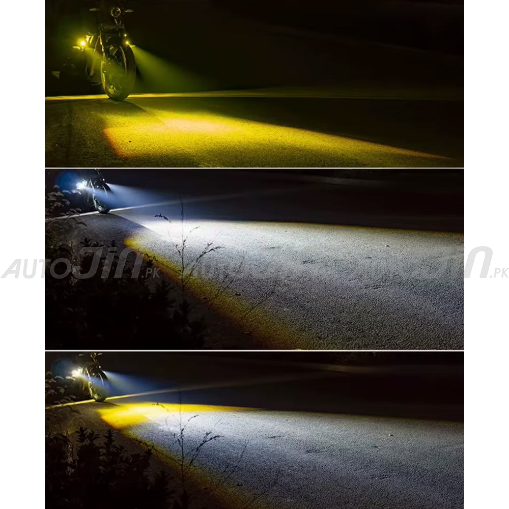 2PCS 3 Lens LED Headlight White Yellow Fog Light for Bike Car Truck SUV