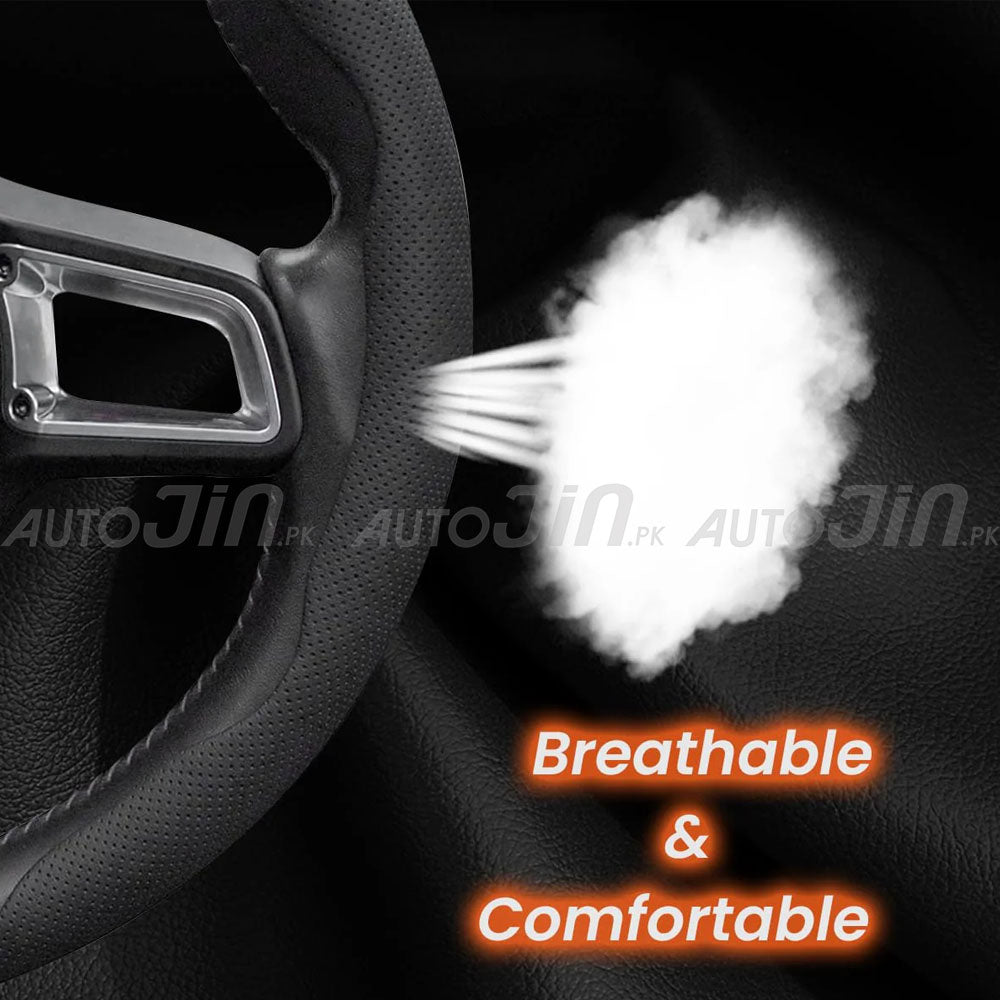 2pcs Universal Leather Car Steering Cover Non-Slip Enhanced Grip & Comfort, Fashionable - 6685