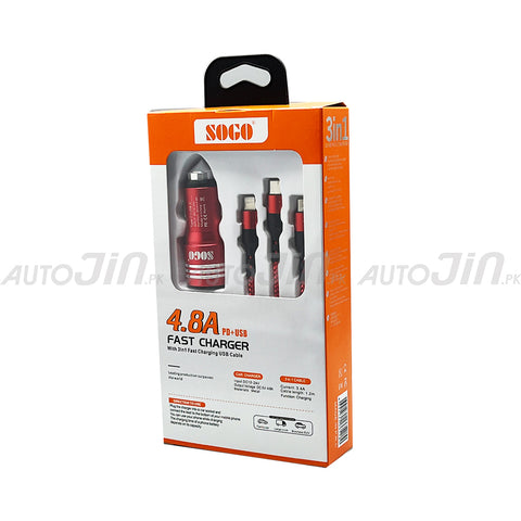 Sogo Fast Car Charger 3 in 1