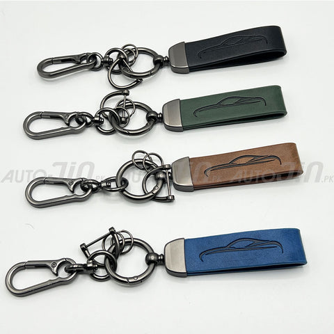 Premium Keychain Metal Ring & PU Leather Strap - Multicolour