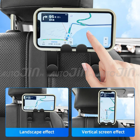 Car Backseat Hook Hanging Storage with Mobile Holder Backseat Phone Headrest