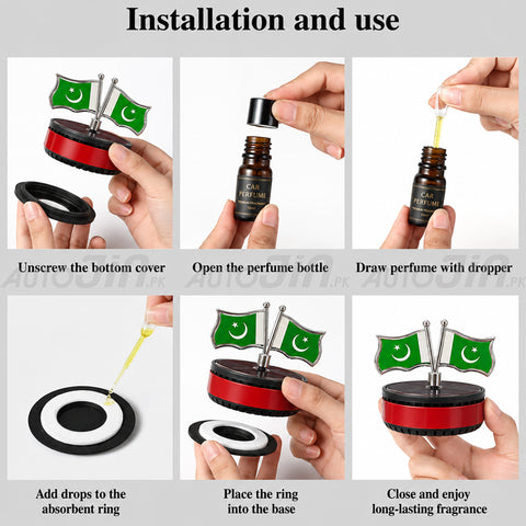 Universal Car Solar Pakistan Flag Rotating Perfume