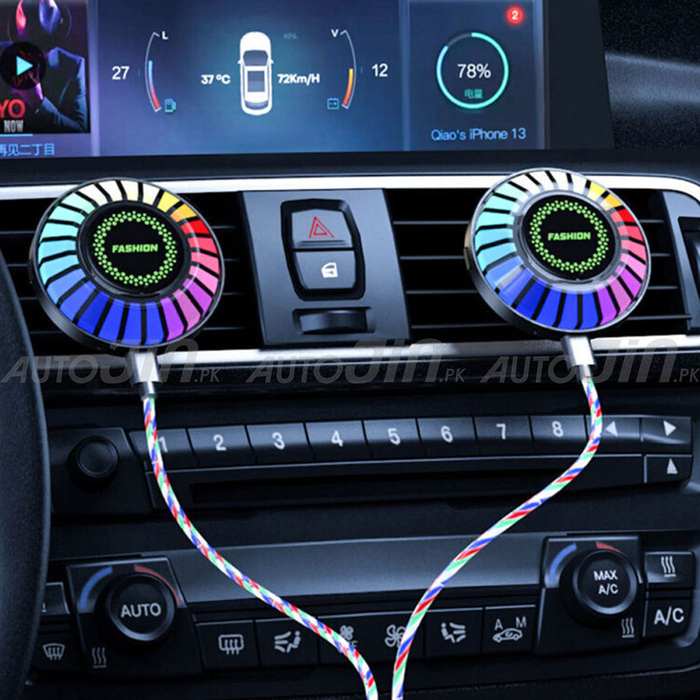 Car Rhythm RGB Air Freshener - Sound Control RGB Light With AC Grill Air Freshener  - Toyota Logo
