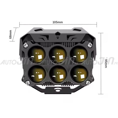 High Power 6 Lenses LED Spotlight 70W White Yellow Strong Brightness Fog Light for Bike Car Truck SUV