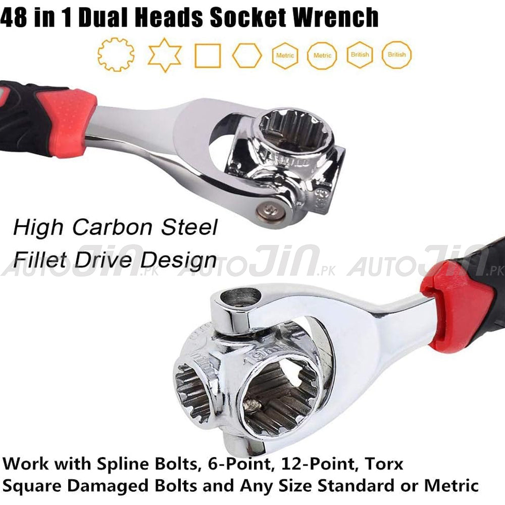 48-in-1 Universal Socket Wrench with 360° Rotating Head for Home and Car Repair