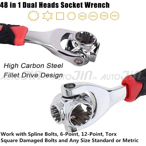 48-in-1 Universal Socket Wrench with 360° Rotating Head for Home and Car Repair