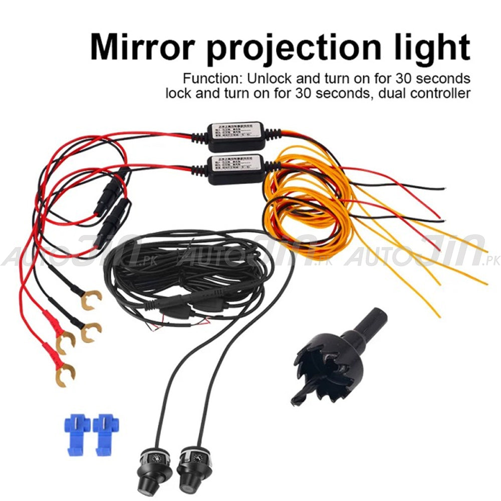 Universal Car Rearview Mirror Side LED Angel Wing Light Dynamic Projection Lamp