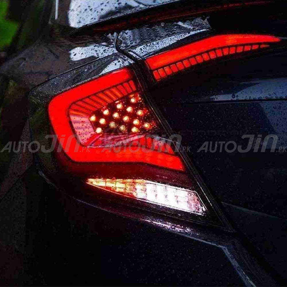 Honda Civic 2016-2021 Snake Style Lava Tail Light Smoke