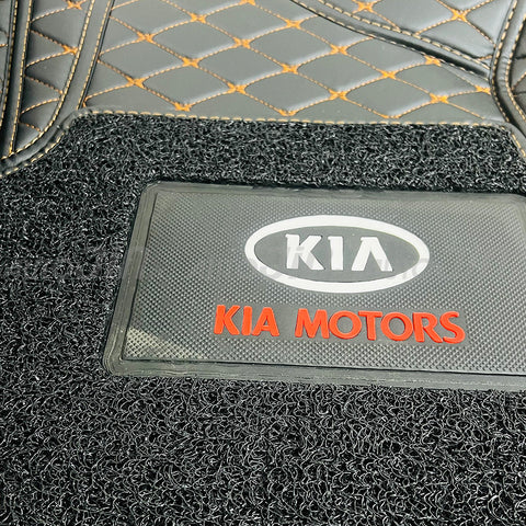 SOGO Luxury 9D Kia Carnival Mats with Carpet - Black and Rust 2021-23