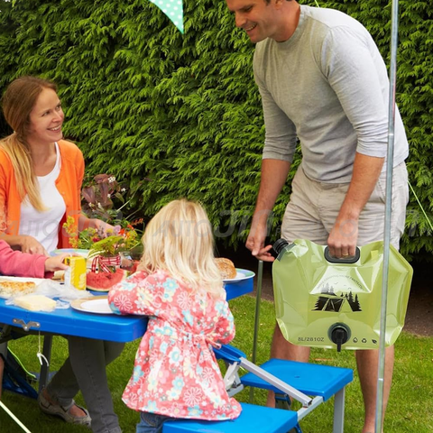 8L Portable Folding Water Storage Bag with Handle for Picnic,Travel, Outdoor Camping