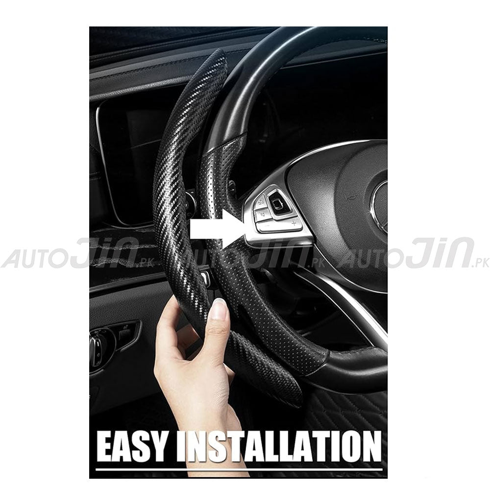 2pcs Univresal Carbon Fiber Car Steering Wheel Cover Non-Slip - 6693