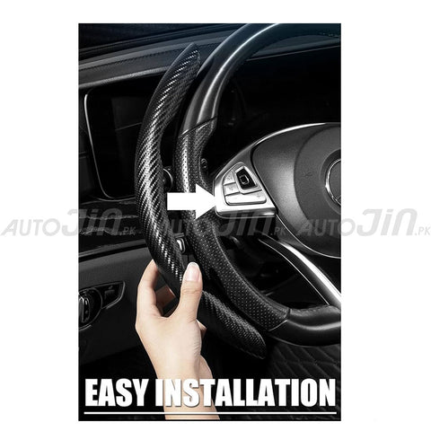 2pcs Univresal Carbon Fiber Car Steering Wheel Cover Non-Slip - 6693