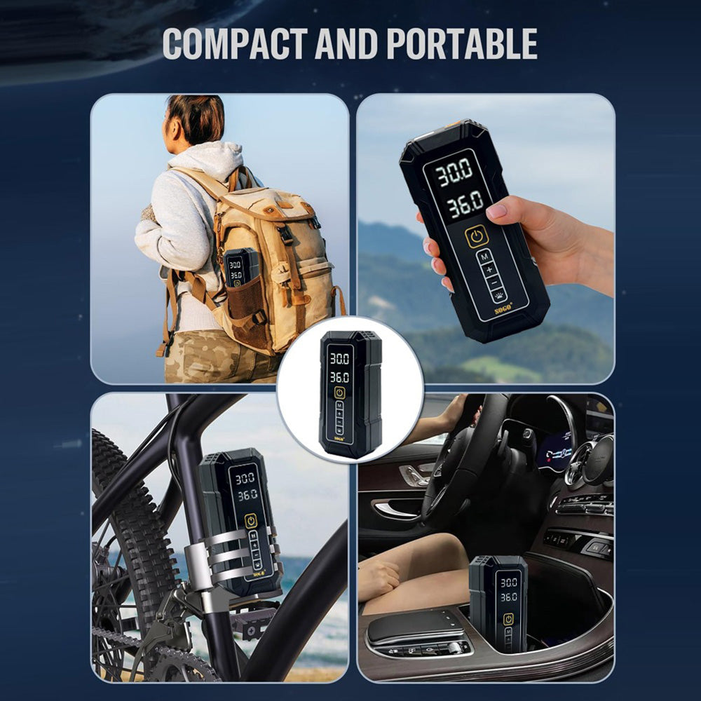 Sogo 8,000mAh Electric Smart Digital Display Tire Inflator & Power Bank With Led Light S-111