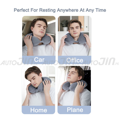 U-Shaped Velvet Neck Support Pillow for Travel, Sleeping Rest, Car, Home & Office  - Multicolour