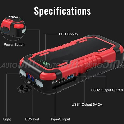 Sogo Bugatti X7 Multi-Function Car Jump Starter & Air Compressor (8000mAh)