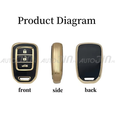 Exclusive Gold-Line Hyundai Sonata 2021-2024 TPU Key Cover