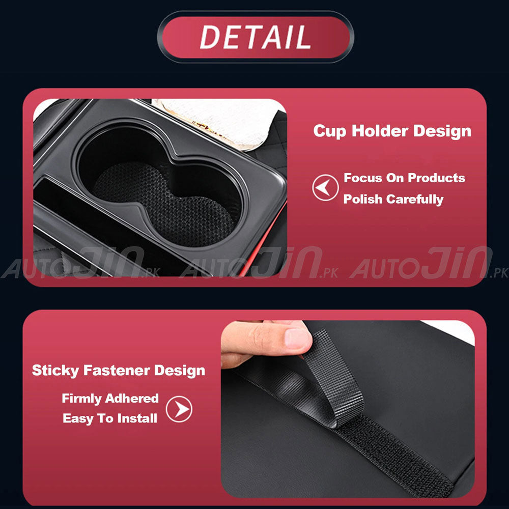 Universal Armrest Pad Car Center Console PU Leather Cushion With 2 Cup Holders