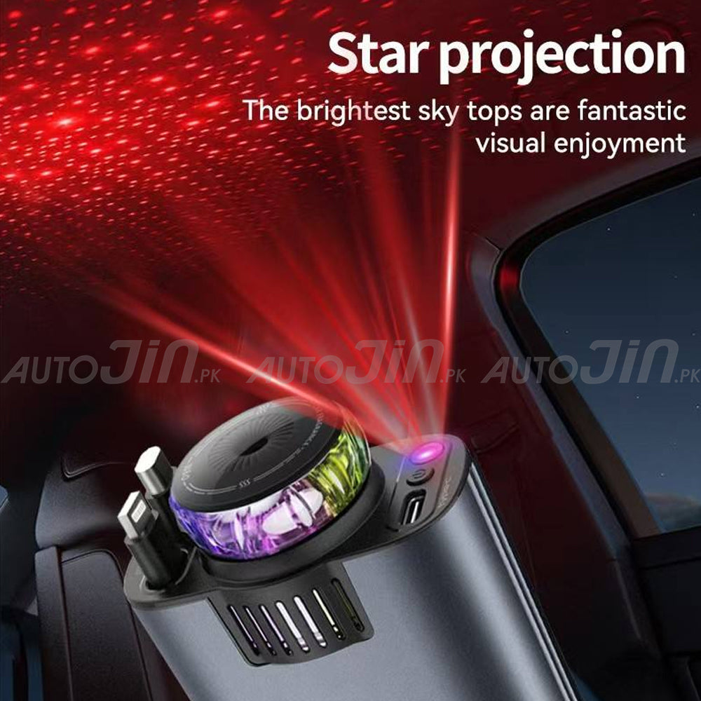 Sogo 45w 5 in 1 USB Fast Charging Car Cigarette Lighter Adapter Retractable Cable Starlight Aromatherapy Air Purifie