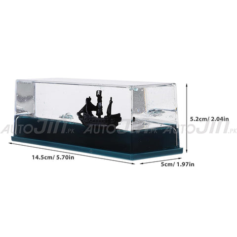 Unsinkable Pirate Ship Fluid Drift Black Pearl Wavy Boat In A Transparent Container