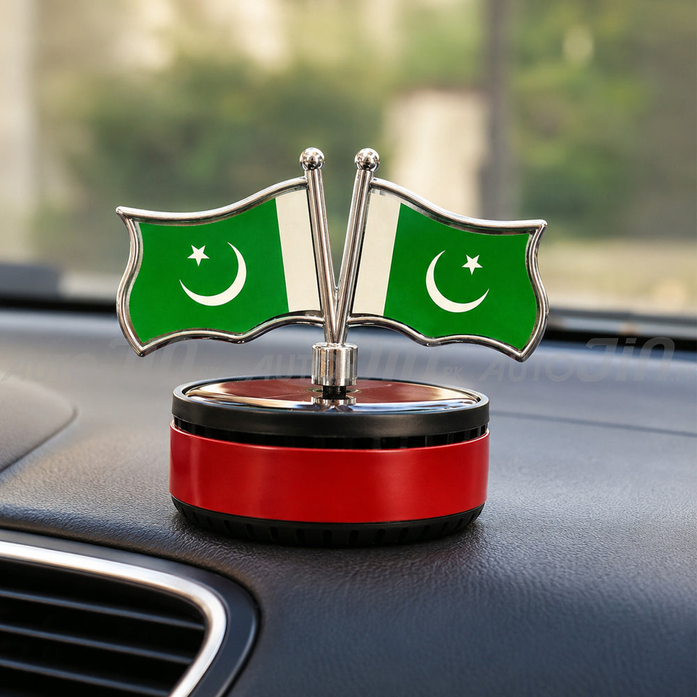 Universal Car Solar Pakistan Flag Rotating Perfume