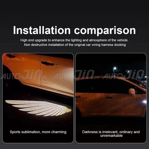 Universal Car Rearview Mirror Side LED Angel Wing Light Dynamic Projection Lamp