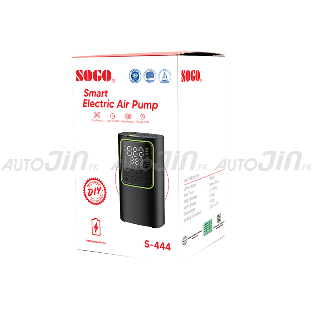 SOGO Wireless Rechargeable Digital Tire Inflator With 4000mAh & Led Light S-444