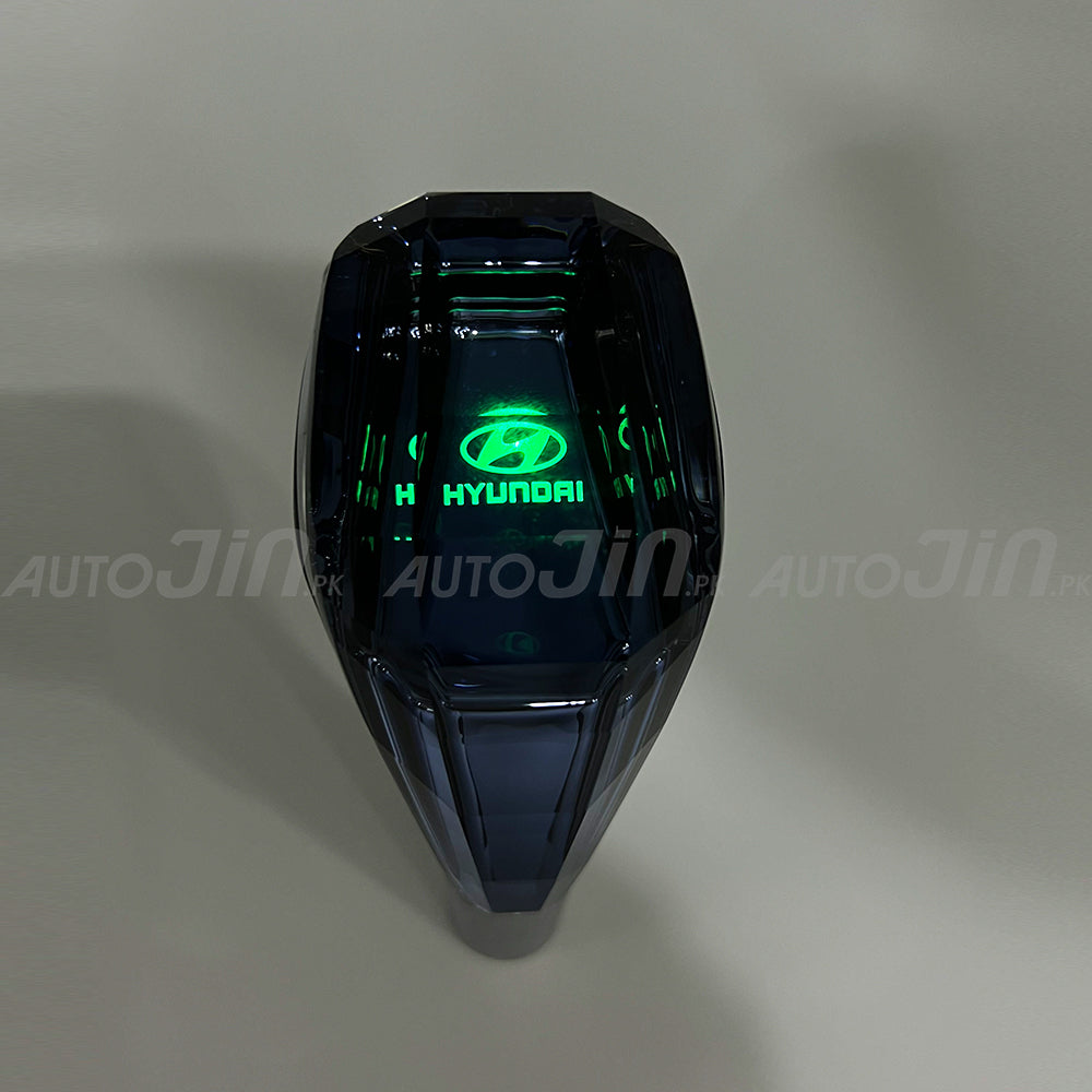 Crystal Car Gear Shift Knob With LED - Hyundai Logo - RGB Led Touch Lighting Transparent Gear Knob