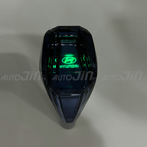 Crystal Car Gear Shift Knob With LED - Hyundai Logo - RGB Led Touch Lighting Transparent Gear Knob