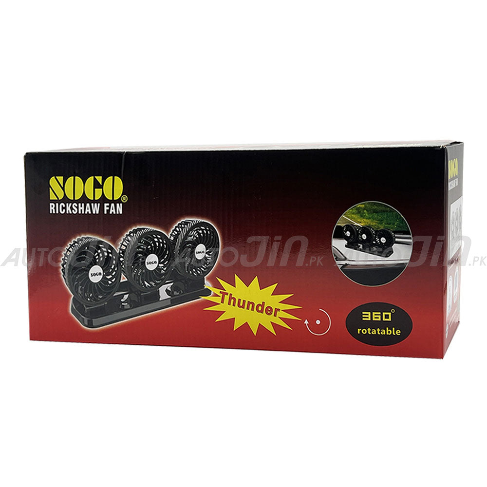 SOGO Three-Head Fan Long Neck 360° Rotation 12v - Thunder