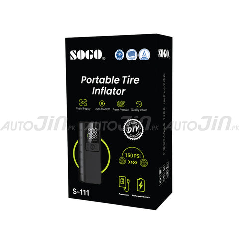 Sogo 8,000mAh Electric Smart Digital Display Tire Inflator & Power Bank With Led Light S-111