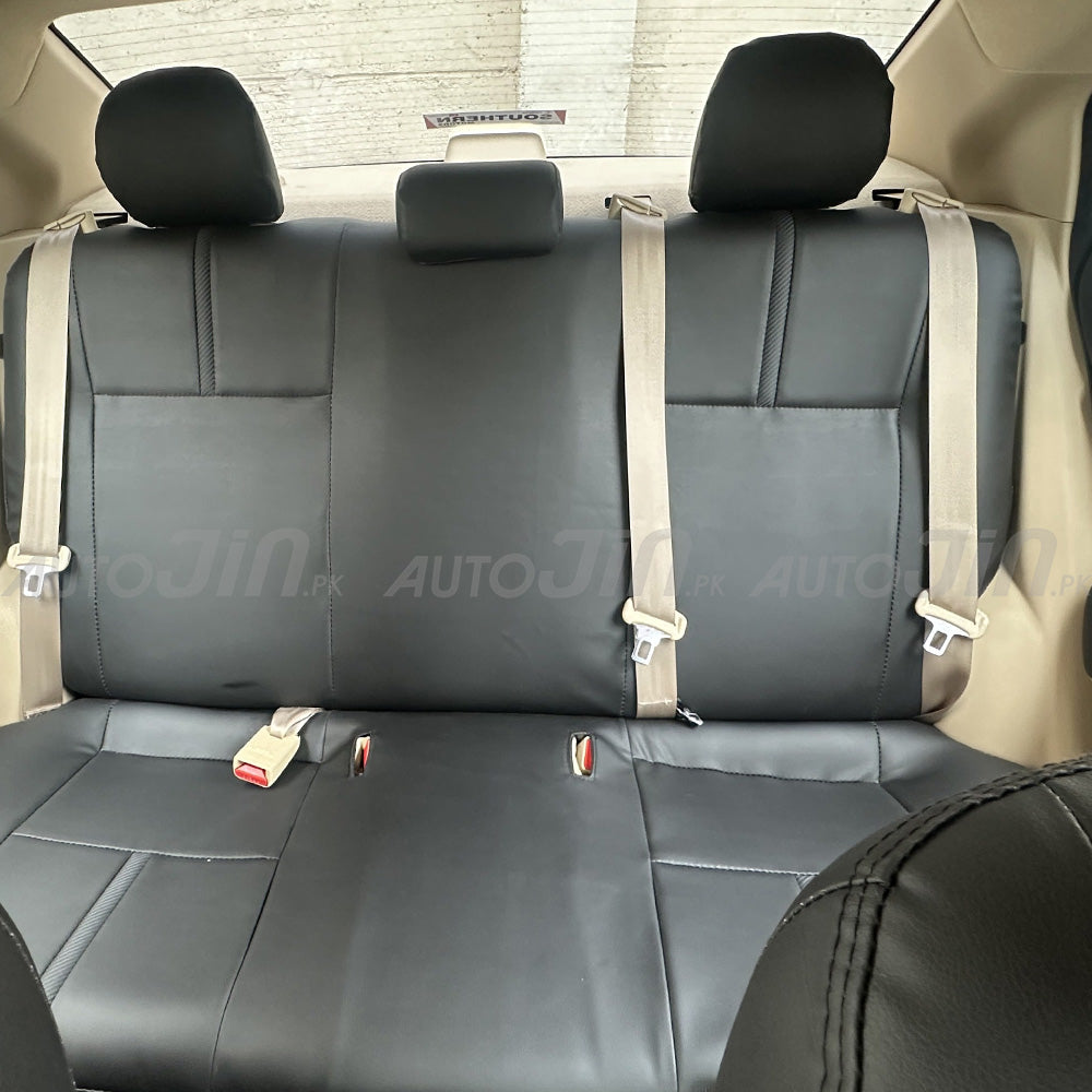 Toyota Yaris 2020-2026 Black with Carbon Strap Leather Seat Cover