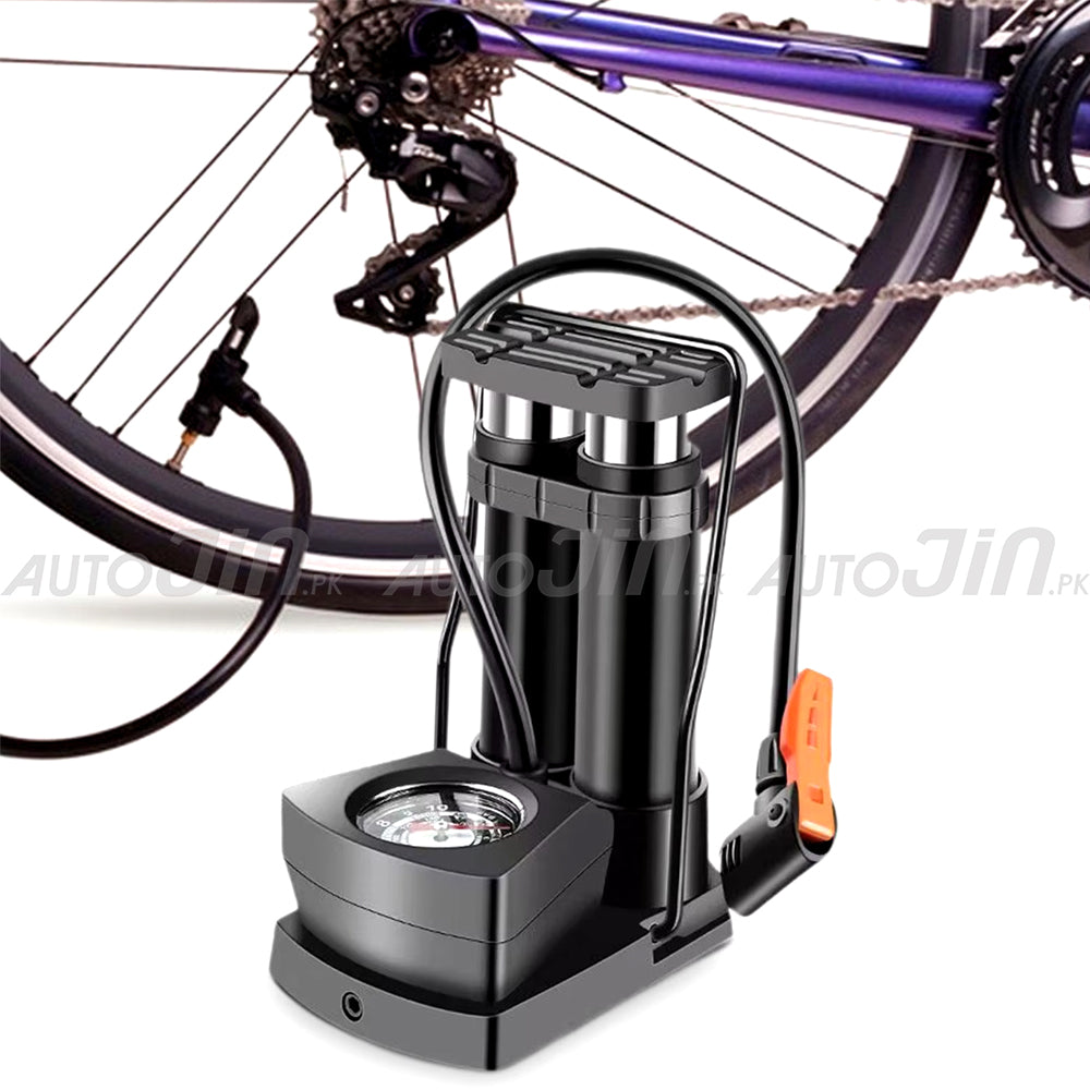 Double Cylinder Effort Saving Foot Air Pump For Bike, Car, Bicycle, Floor Pump