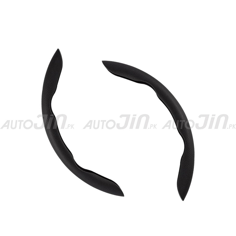 2pcs Universal Leather Car Steering Cover Non-Slip Enhanced Grip & Comfort, Fashionable - 6685