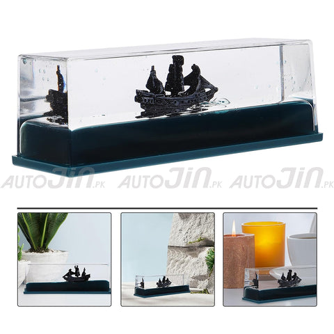 Unsinkable Pirate Ship Fluid Drift Black Pearl Wavy Boat In A Transparent Container